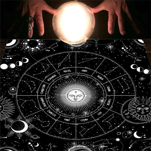 Toalha de Tarot com Constelações Zodiacais 75x75cm