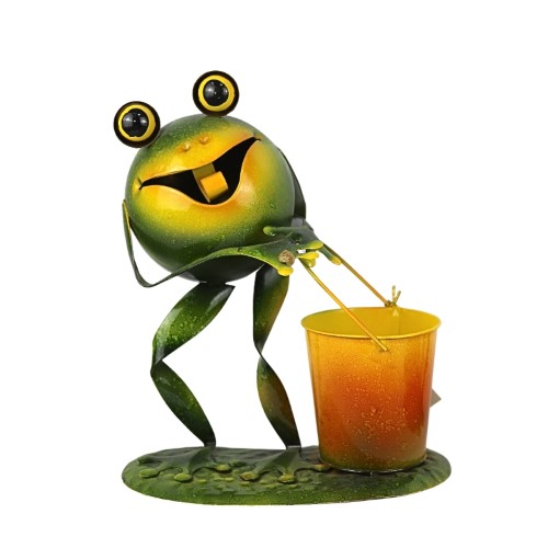 Sapo em latão com vaso decorativo 27x16x31cm