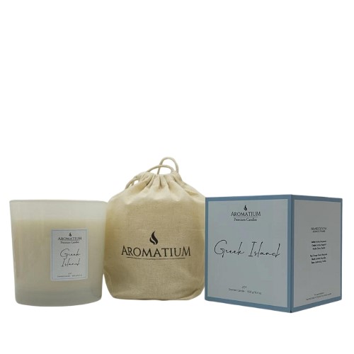 Vela Perfumada em Copo de Vidro 550g com 3 Mechas Greek Island