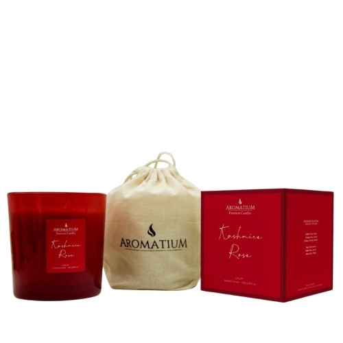 Vela Perfumada Kashmire Rose em copo de vidro com 3 mechas
