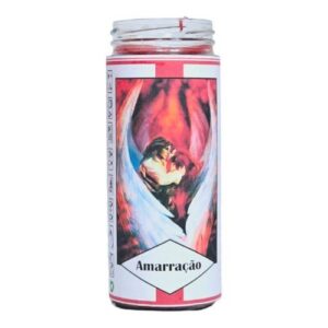 Vela em copo de vidro com design de amarração