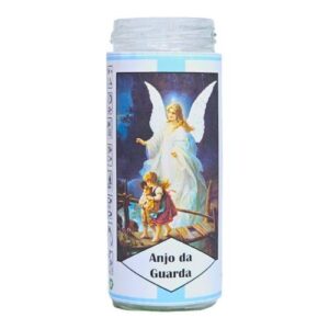 Vela Anjo da Guarda em copo de vidro