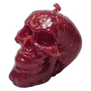 Vela em forma de caveira vermelha para decoração