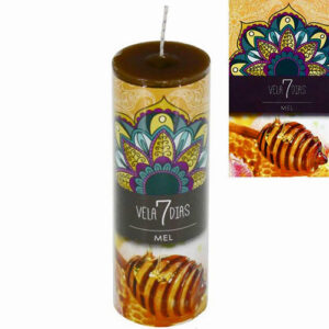 Vela Votiva 7 Dias Mel com design decorativo