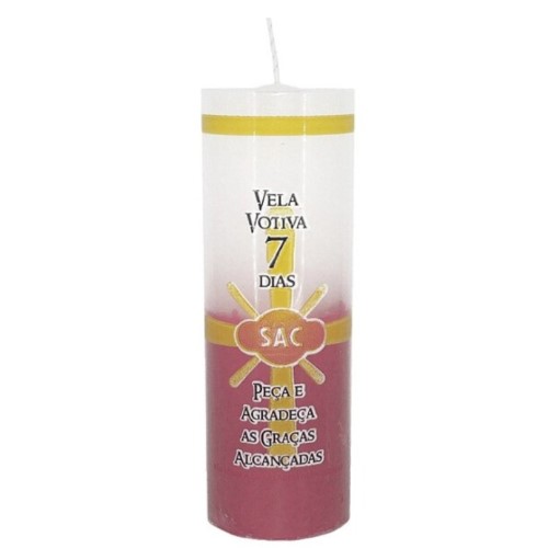 Vela Votiva 7 Dias Branco e Rosa