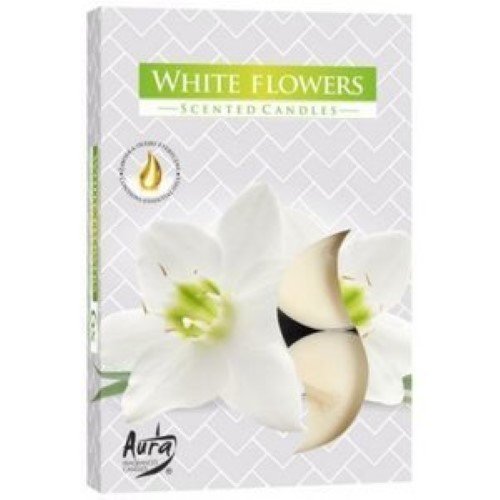 Velas Tealight Perfumadas Flores Brancas Pack 6
