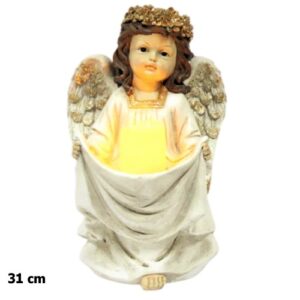 Anjo em resina com LED de 31cm para decoração
