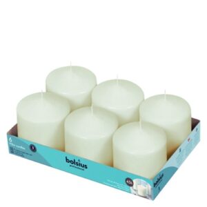 Seis velas brancas cilíndricas de 10x9,8cm para decoração de eventos