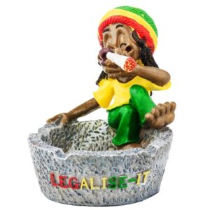Cinzeiro em resina 9x11cm com figura Rasta sentado