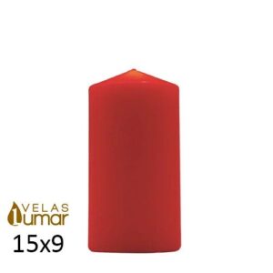 Vela decorativa vermelha cilíndrica 15x9cm