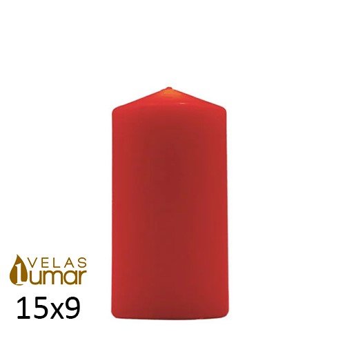 Vela decorativa vermelha cilíndrica 15x9cm