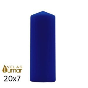 Vela decorativa azul de 20x7cm