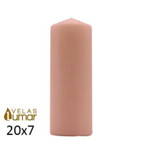 Vela Decorativa Rosa 20x7cm em formato cilíndrico