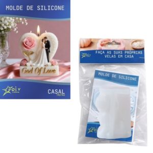 Molde em Silicone para Velas, Resinas, Sabão e Gesso - Coração com Casal