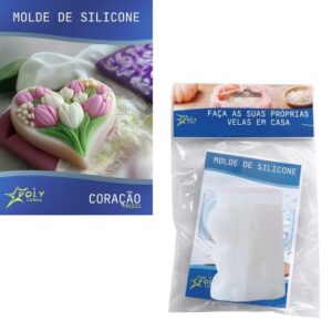 Molde em Silicone para Velas, Resinas, Sabão e Gesso - Coração com Tulipas
