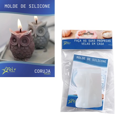 Molde em Silicone para Velas, Resinas, Sabão e Gesso - Coruja