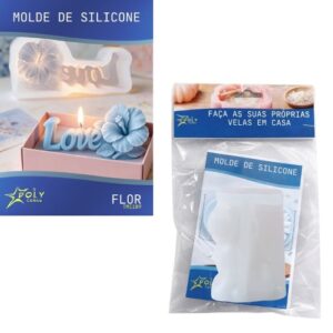Molde em Silicone para Velas, Resinas, Sabão e Gesso - Flor / Love