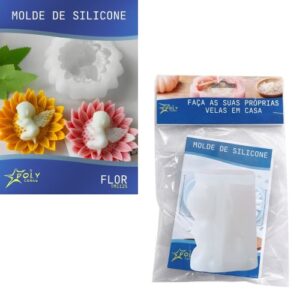 Molde em Silicone para Velas, Resinas, Sabão e Gesso - Girassol com Anjo