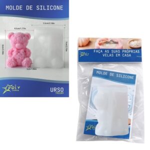 Molde em Silicone para Velas, Resinas, Sabão e Gesso - Urso de Rosas