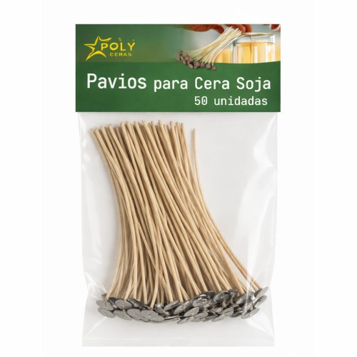 Pavios com Chapa para Cera de Soja 12cm - Pack 50