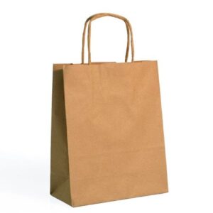 Saco de papel natural 18x8x24cm com asas torcidas