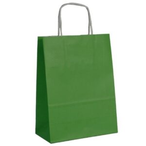 Saco de papel verde escuro com asas torcidas 24x12x31cm