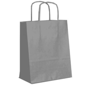 Saco de papel prateado com asas torcidas 32x12x41cm