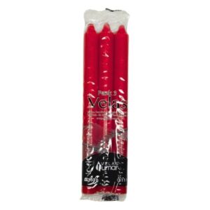 Pack de 3 velas cónicas vermelhas de 20cm para decoração