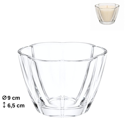 Copo de vidro transparente com 9cm de diâmetro e 6,5cm de altura