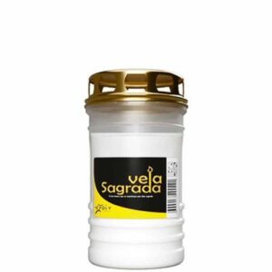 Círio Vela Sagrada 100/16 Branco com tampa dourada