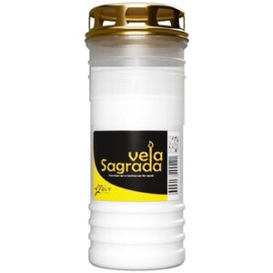 Círio Vela Sagrada 100/24 branco com tampa dourada
