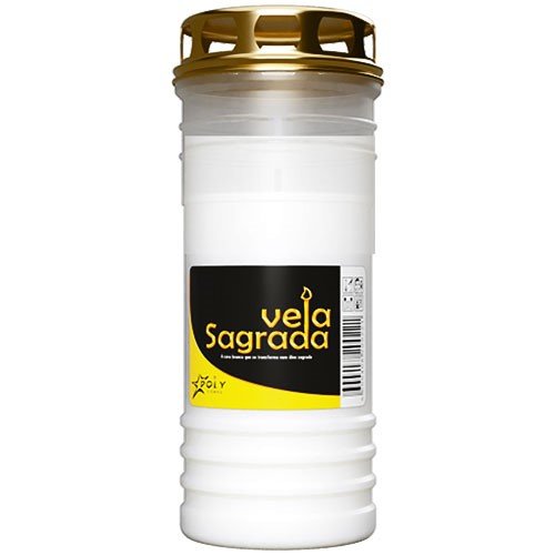 Círio Vela Sagrada 100/24 branco com tampa dourada