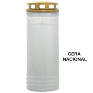 Círio Vela 100LL Branco com tampa dourada, embalagem de 12 unidades