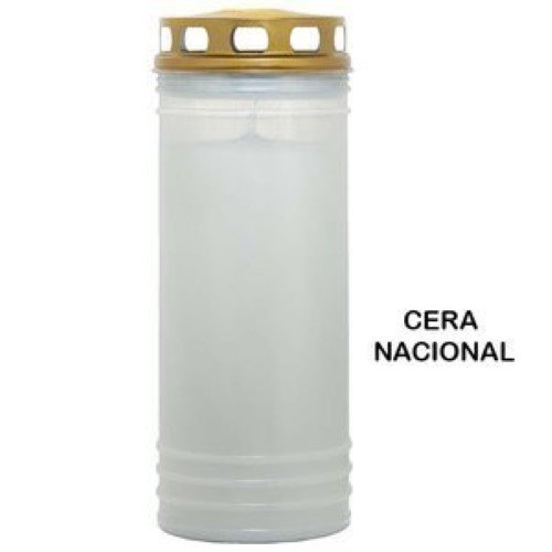 Círio Vela 100LL Branco com tampa dourada, embalagem de 12 unidades