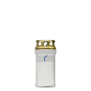 Círio Vela 30L Branco com tampa dourada para cemitério