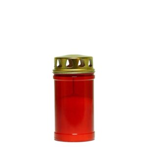 Círio Vela 30LL Vermelho com tampa dourada e cera branca