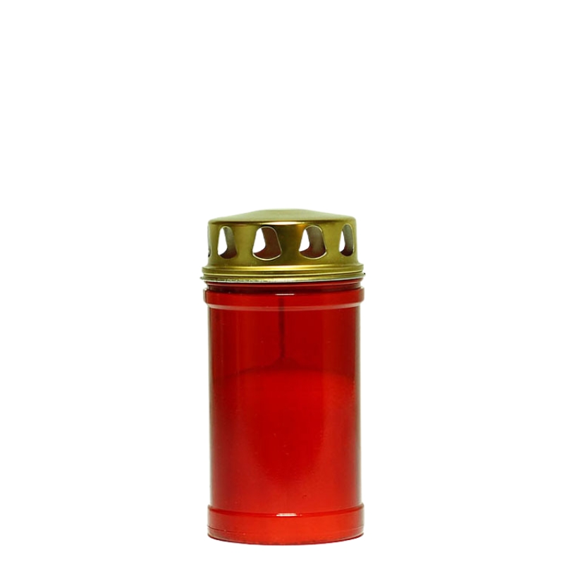 Círio Vela 30LL Vermelho com tampa dourada e cera branca