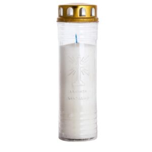 Círio Vela 7 Dias Branco com tampa dourada