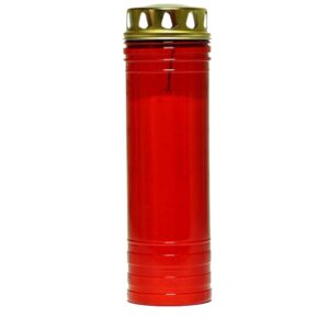 Círio Vela 7 Dias Vermelho com Cera Branca e Tampa