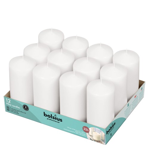 Embalagem com 12 velas brancas decorativas 12x5,8cm para eventos
