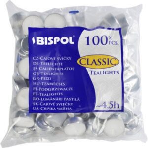 Pacote de 100 Velas Tealight brancas em embalagem transparente
