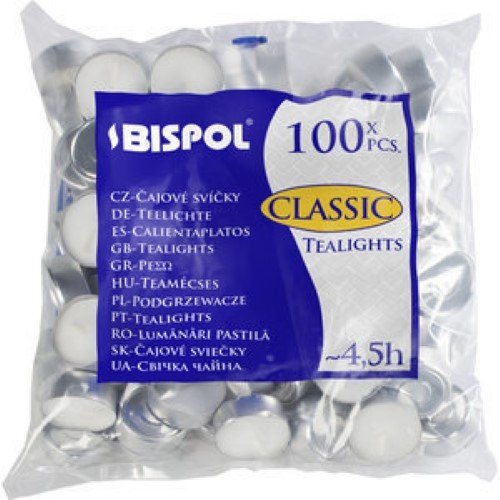 Pacote de 100 Velas Tealight brancas em embalagem transparente