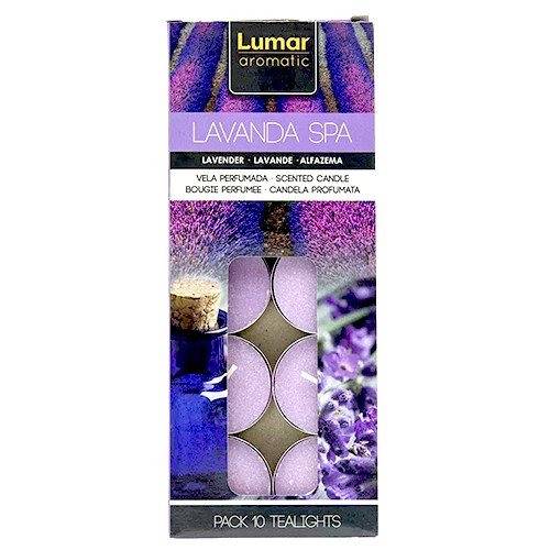 Pack de 10 velas tealight perfumadas com aroma de lavanda