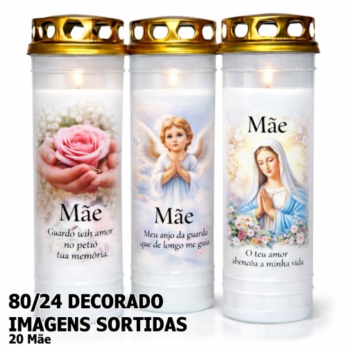 Círio Vela 80/24 - Mãe, Decorado