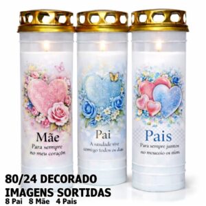 Círio Vela 80/24 - 8 Pai / 8 Mãe / 4 Pais, Decorado