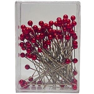 Alfinete com Pérola 5mm - Vermelho