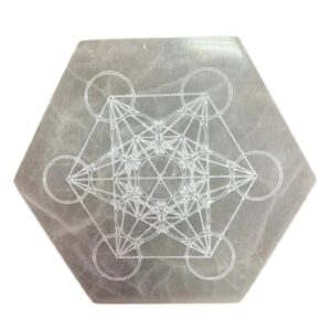 Base Hexagonal em Selenita 17cm - Metatron