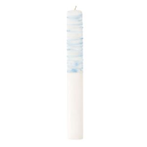 Vela de Batizado Quadrada 250g - Branco, Pingado Azul