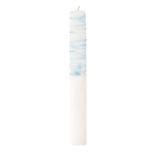 Vela de Batizado Quadrada 250g - Branco, Pingado Azul