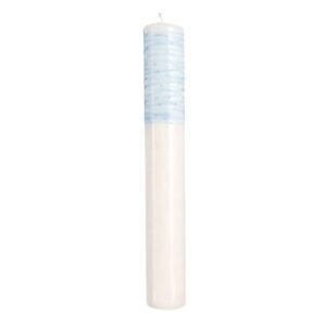 Vela de Batizado Redonda 260g - Branco, Pingado Azul